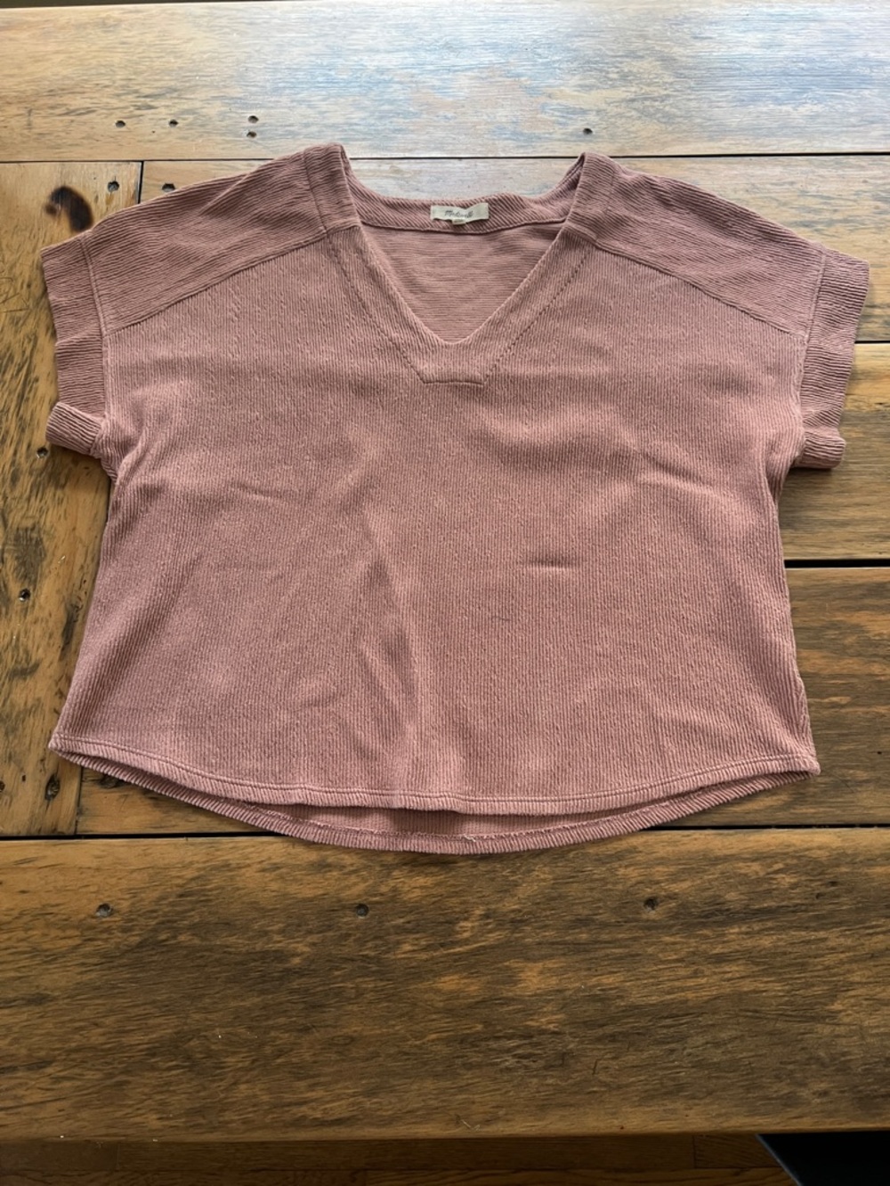 Madewell Dusty Rose V-Neck Short Sleeve Top